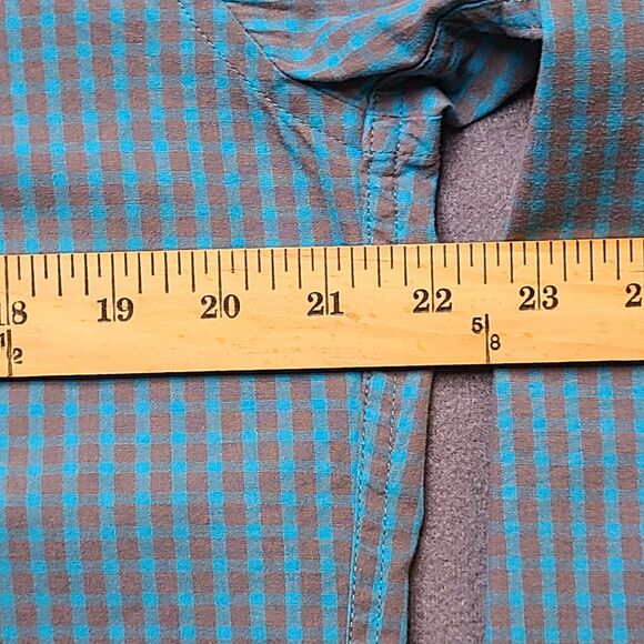 J CREW Oxford Mens Shirt Large Check Button-Up Blue & Grey Long Sleeve - Picture 8 of 9